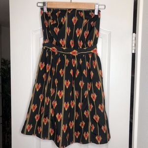 Strapless Auburn Patterned Dress